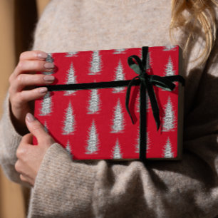 rood minimalistische sparren vrolijk kerstfeest cadeaupapier