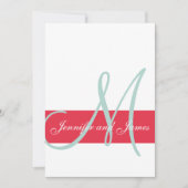 Rood, Mint Green Monogram Names Simple Wedding Kaart (Voorkant)