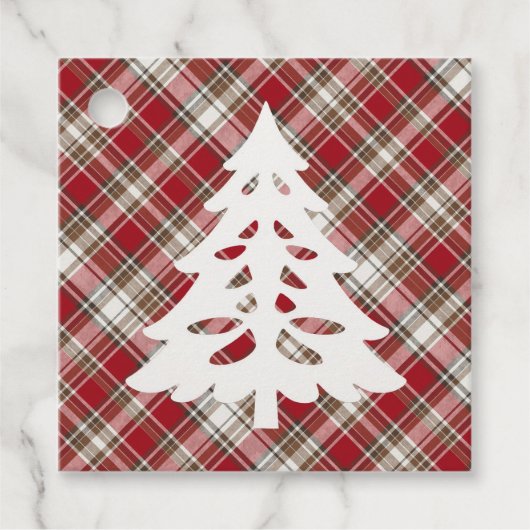 Rood, Mocha & Crème Geplaatst met Boom Bedankjes Labels (Voorkant)