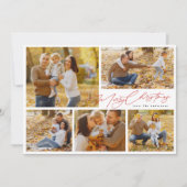 rood modern 6 multi Photo Collage vrolijk kerstfee Feestdagenkaart (Voorkant)