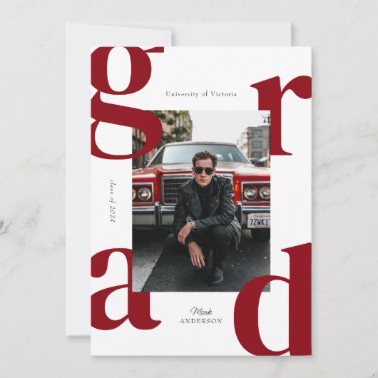 Rood Modern Bold Klasse van 2024 Afstuderen Kaart (Voorkant)