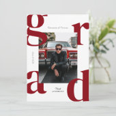 Rood Modern Bold Klasse van 2024 Afstuderen Kaart (Staand voorkant)