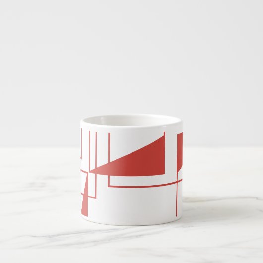 Rood, modern, dynamisch, trendgeometrisch patroon espresso kop (Voorkant)