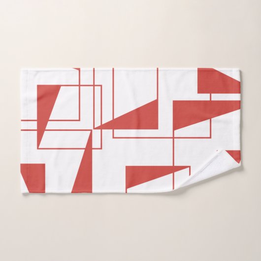 Rood, modern, dynamisch, trendgeometrisch patroon handdoek (Handdoek)