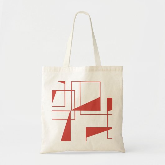 Rood, modern, dynamisch, trendgeometrisch patroon tote bag (Voorkant)