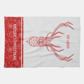 Rood Modern Geometrisch Kersthert Theedoek (Horizontaal)