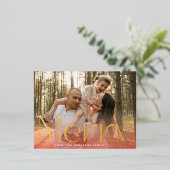 Rood Modern Goud Vrolijk Foto Kerstmis Folie Feestdagen Briefkaart (Staand Voorkant)