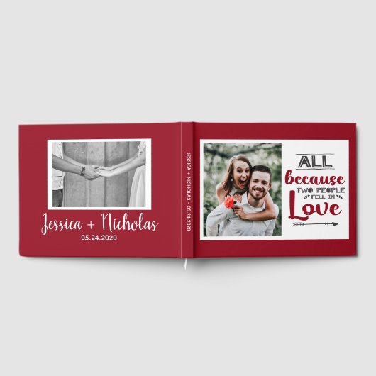 Rood modern guestbook met citaten en afbeeldingen gastenboek (Volledig)