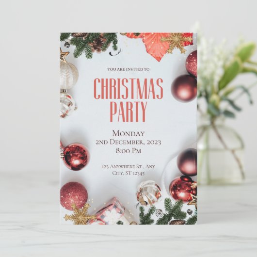 Rood Modern Kerstfeest Kaart (Staand voorkant)