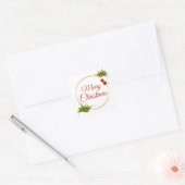Rood Modern Merry Christmas Square Sticker (Envelop)