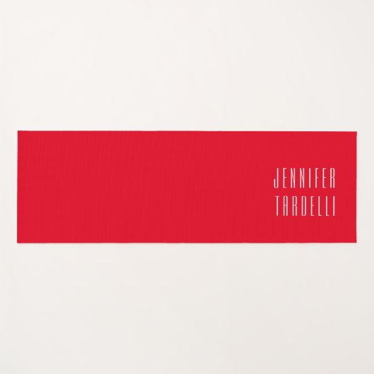 Rood Modern Minimalist Elegant Jouw naam Yogamat (Voorkant (horizontaal))