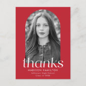 Rood | Modern Minimalist Photo Afstuderen Hartelij Briefkaart (Voorkant)