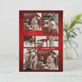 Rood Modern Minimalistisch Kerstmis Paar Foto Feestdagenkaart (Staand voorkant)