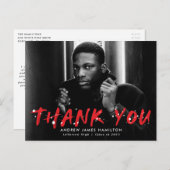 Rood | Modern Paint Splatter Foto bedankt Briefkaart (Voorkant / Achterkant)