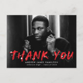 Rood | Modern Paint Splatter Foto bedankt Briefkaart (Voorkant)