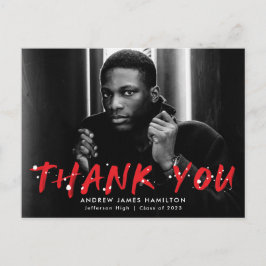 Rood | Modern Paint Splatter Foto bedankt Briefkaart