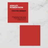 Rood Modern Professioneel Minimalistisch Elegant Vierkante Visitekaartje (Voorkant / Achterkant)