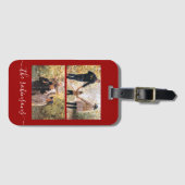 Rood modern script 2 Fotocollage Bagagelabel (Voorkant (horizontaal))