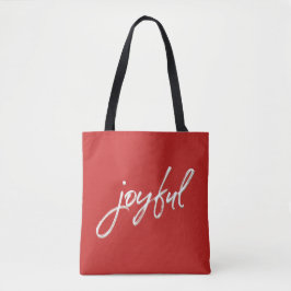 Rood Modern Script Vreugdevolle Kerstmis Rode zake Tote Bag