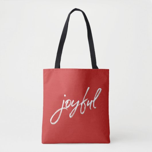 Rood Modern Script Vreugdevolle Kerstmis Rode zake Tote Bag (Voorkant)