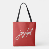 Rood Modern Script Vreugdevolle Kerstmis Rode zake Tote Bag (Achterkant)
