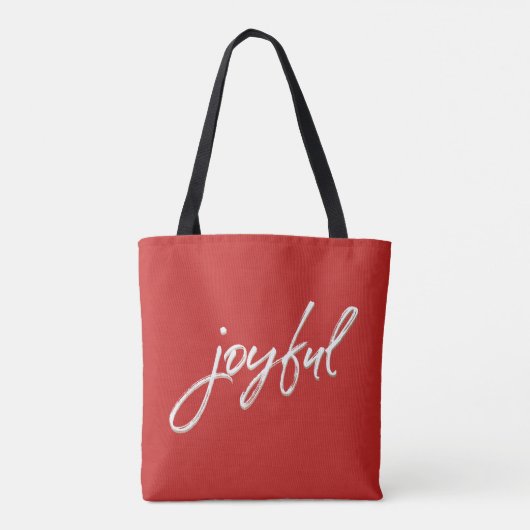 Rood Modern Script Vreugdevolle Kerstmis Rode zake Tote Bag (Achterkant)