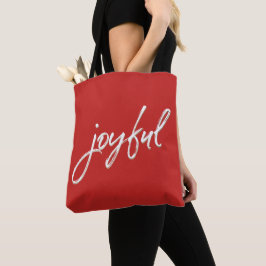 Rood Modern Script Vreugdevolle Kerstmis Rode zake Tote Bag