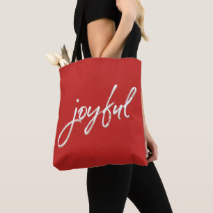 Rood Modern Script Vreugdevolle Kerstmis Rode zake Tote Bag
