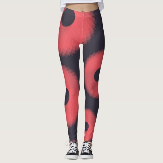 Rood, modern, stedelijk, leuk abstract geometrisch leggings (Voorkant)