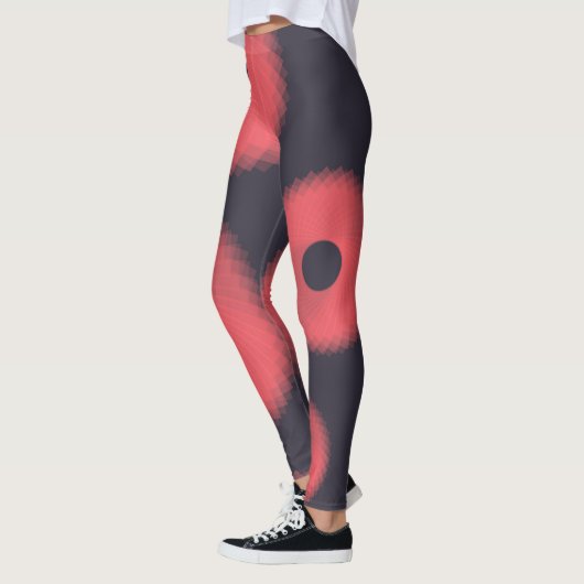 Rood, modern, stedelijk, leuk abstract geometrisch leggings (Links)
