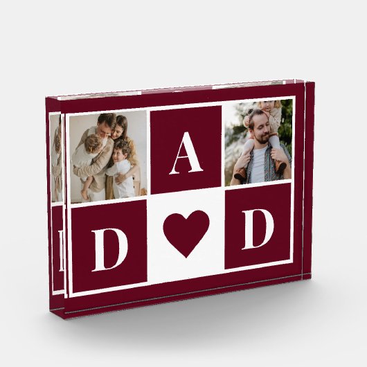 Rood Modern Vaderdag Twee Familie Fotoblok (Links)