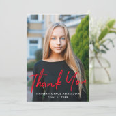 Rood | Moderne Afstuderen van de Foto van het Manu Bedankkaart (Staand voorkant)