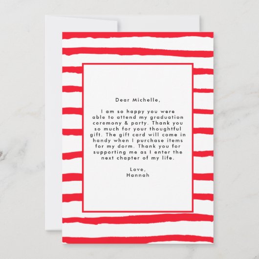 Rood | Moderne Afstuderen van de Foto van het Manu Bedankkaart (Achterkant)