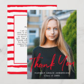 Rood | Moderne Afstuderen van de Foto van het Manu Bedankkaart (Voorkant / Achterkant)