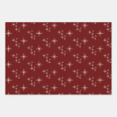 Rood Moderne Kerstbomen Sneeuwvlokken Feestelijk Inpakpapier Vel (Voorkant)