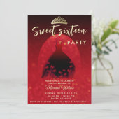 Rood Moderne spotlight bokeh vlinder jurk tiara Kaart (Staand voorkant)