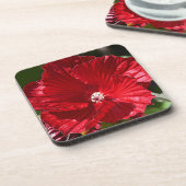 Rood moeras Hibiscus Bloom Floral Bier Onderzetter (Linkerzijde)