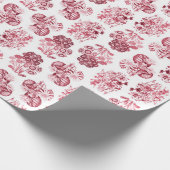 Rood Monochroom Bloemen Wrapping Papier (Hoek)