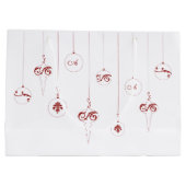 Rood Monogram Bauble Kerst Ornamenten Gift Bag Groot Cadeauzakje (Achterkant)