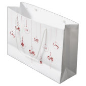 Rood Monogram Bauble Kerst Ornamenten Gift Bag Groot Cadeauzakje (Voorkant Gekanteld)