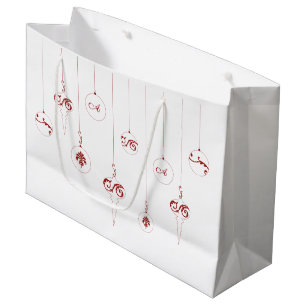 Rood Monogram Bauble Kerst Ornamenten Gift Bag Groot Cadeauzakje