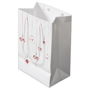 Rood Monogram Bauble Kerst Ornamenten Gift Bag Medium Cadeauzakje
