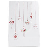 Rood Monogram Bauble Kerst Ornamenten Gift Bag Medium Cadeauzakje (Achterkant)