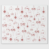 Rood Monogram Bauble Ornamenten Patroon Kerst Cadeaupapier (Vlak)