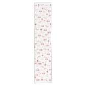 Rood Monogram Bauble Ornamenten Patroon Kerst Korte Tafelloper (Voorkant)