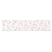 Rood Monogram Bauble Ornamenten Patroon Kerst Korte Tafelloper (Horizontaal)