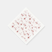 Rood Monogram Bauble Ornamenten Patroon Kerst Servet (Hoek)