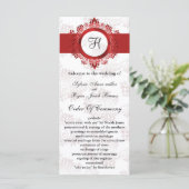 rood monogram bruiloft programma programmakaart (Staand voorkant)