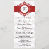 rood monogram bruiloft programma programmakaart (Voorkant)