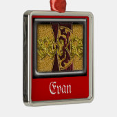 rood monogram E Metalen Ornament (Rechts)